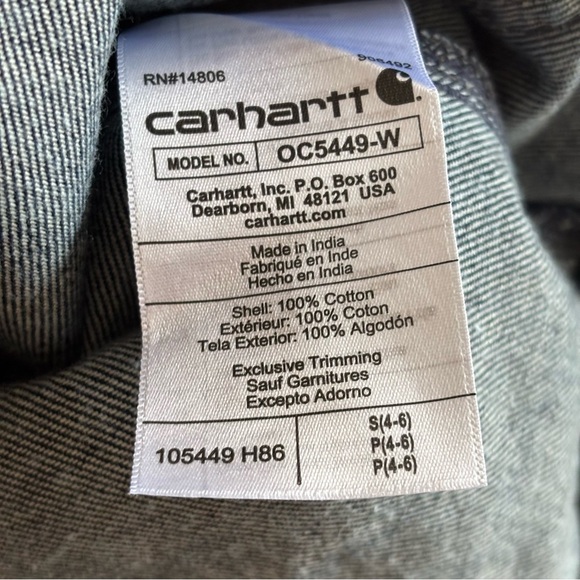 Carhartt Women’s Relaxed Fit Denim Chore Coat NWT Rugged Flex Dark Wash (S 4–6) - Picture 9 of 11